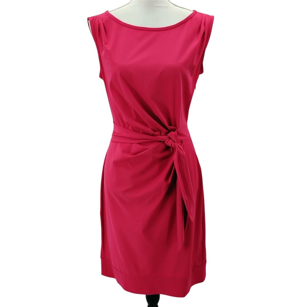 DVF Diane von Furstenberg Della Poplin Faux Wrap Dress Pink Gathered Waist 4